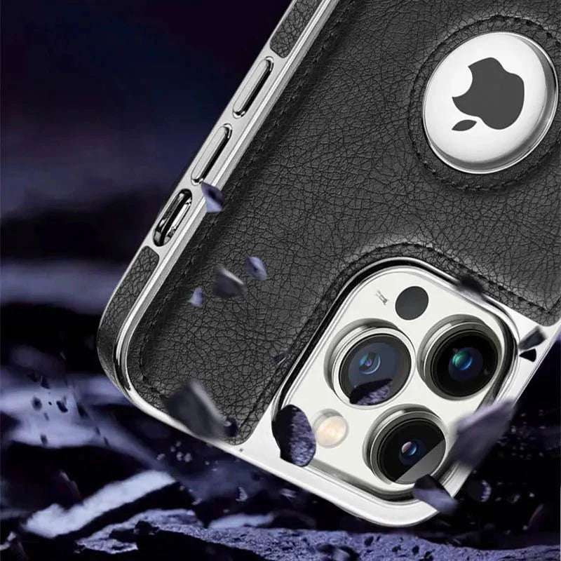 iPhone 15/ Pro/ Pro Max - Lederoptik Schutz Hülle mit Ständer - Top Hüllen