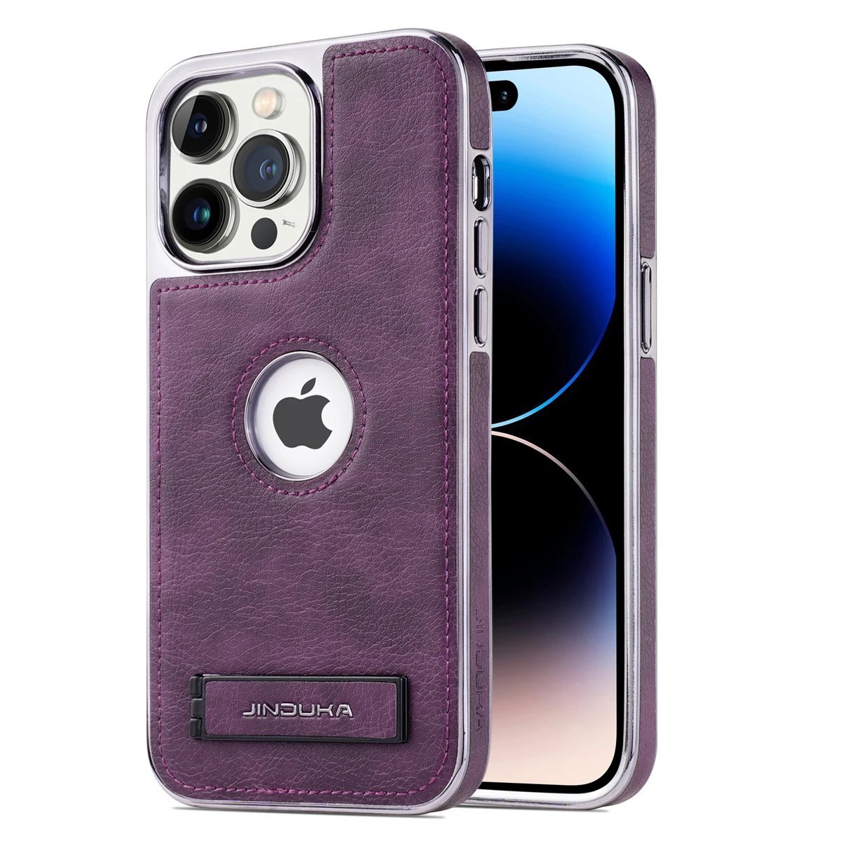 iPhone 15/ Pro/ Pro Max - Lederoptik Schutz Hülle mit Ständer - Top Hüllen