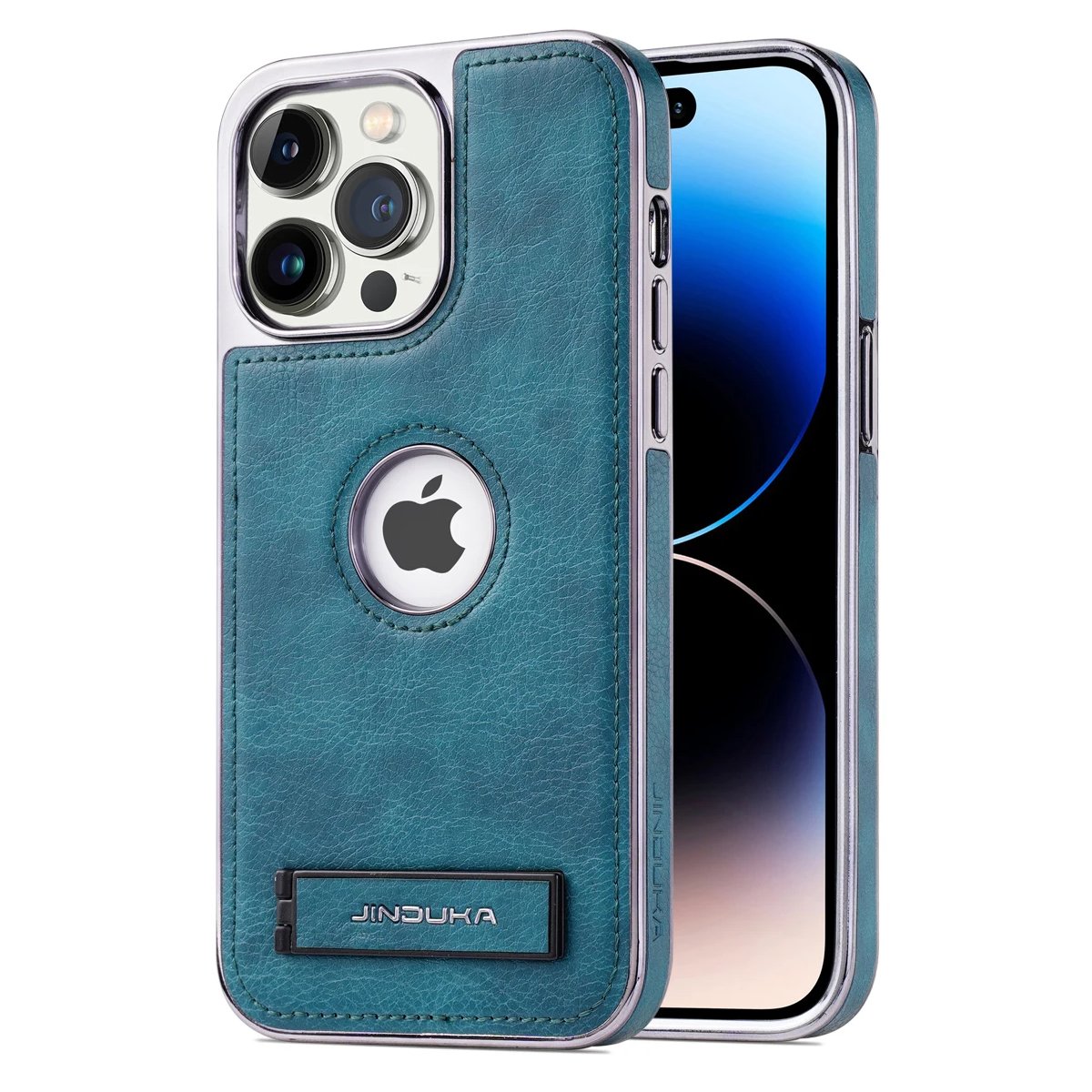 iPhone 15/ Pro/ Pro Max - Lederoptik Schutz Hülle mit Ständer - Top Hüllen