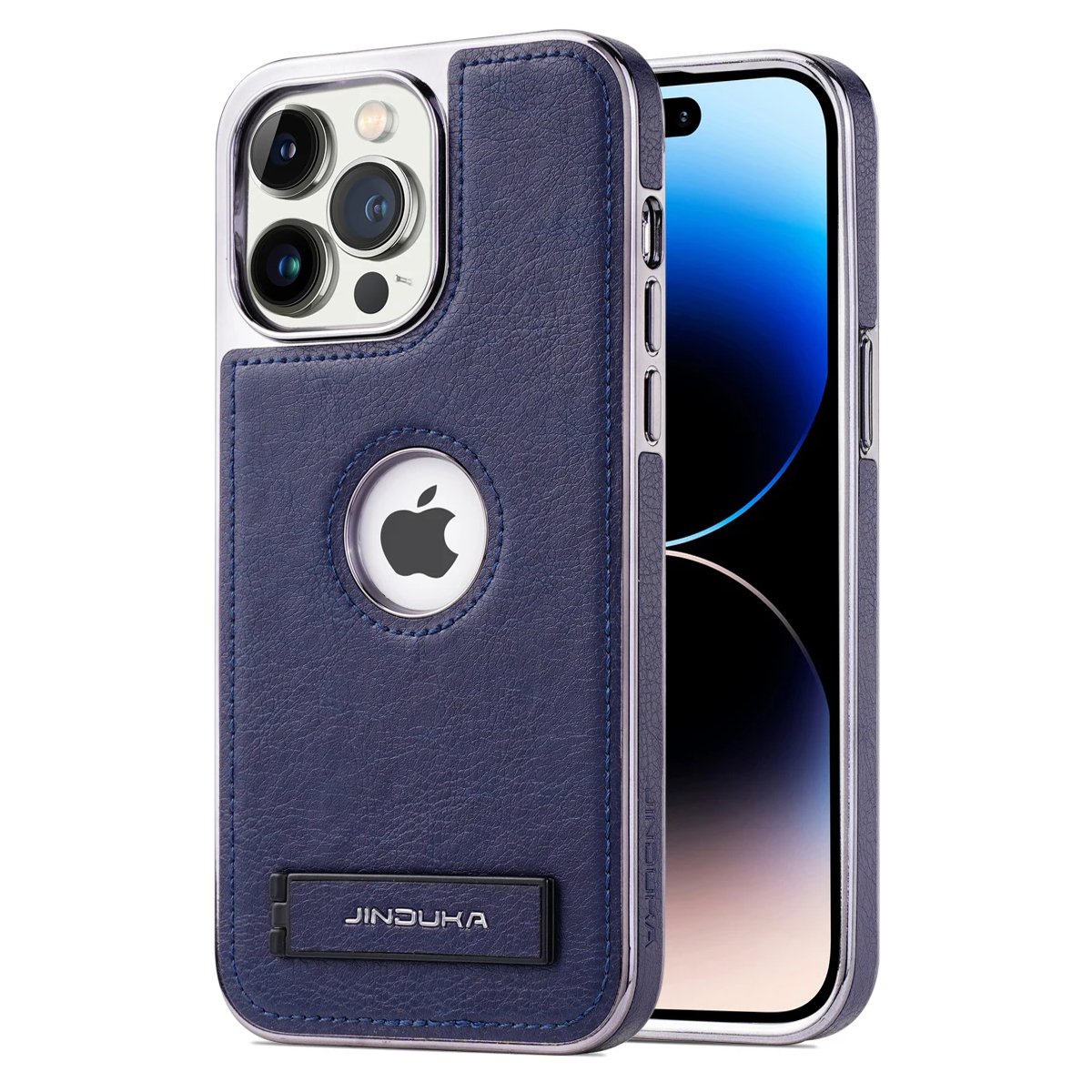 iPhone 15/ Pro/ Pro Max - Lederoptik Schutz Hülle mit Ständer - Top Hüllen