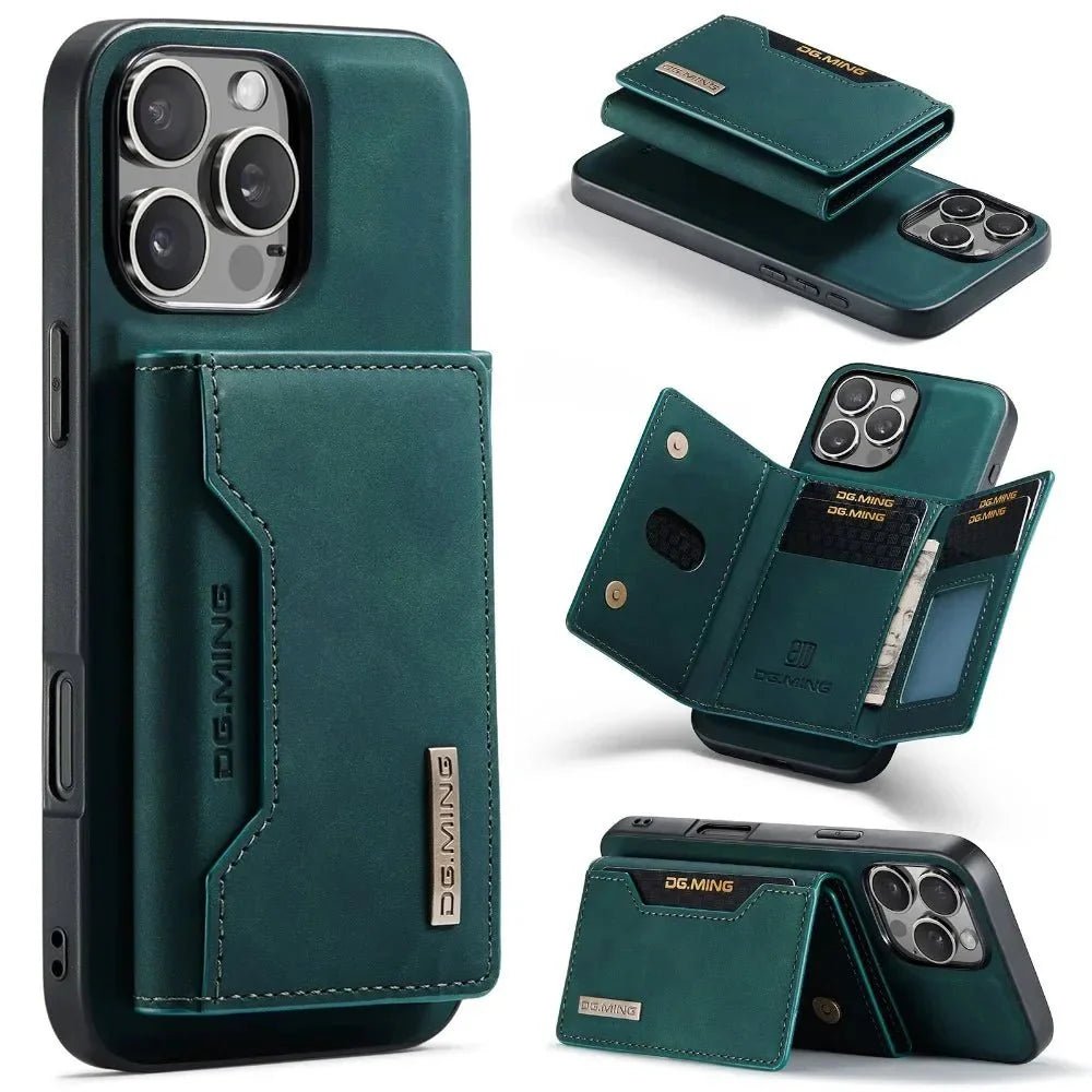 iPhone 16/ Pro/ Plus/ Pro Max - 2 in 1 Magnetische Lederoptik Hülle mit Abnehmbarem Portemonnaie - Top Hüllen