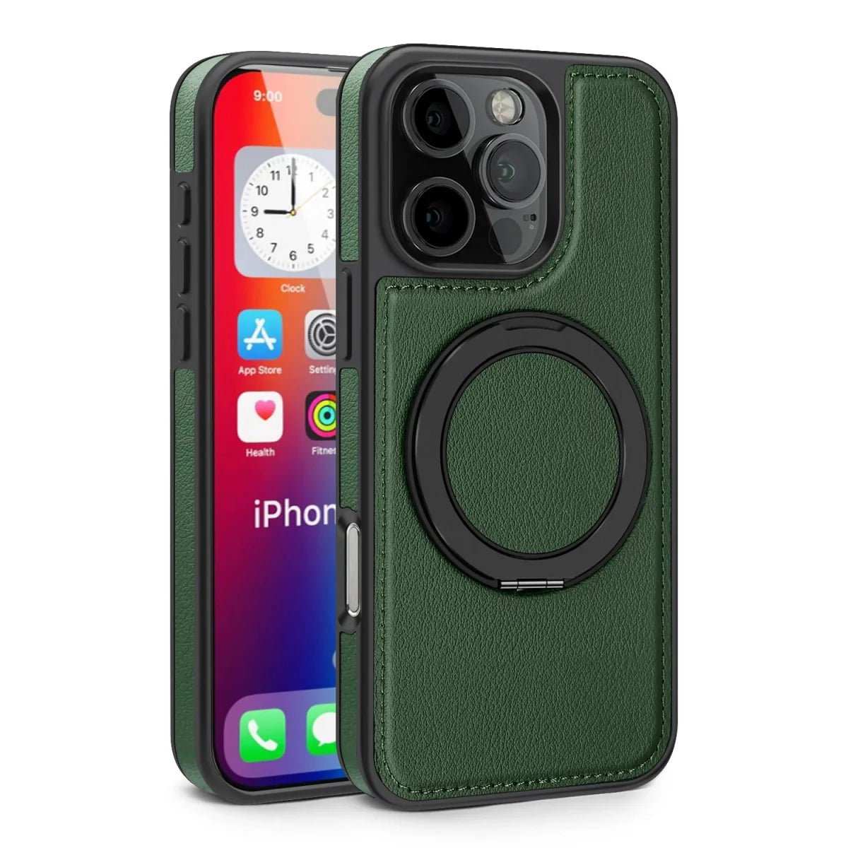 iPhone 16/ Pro/ Plus/ Pro Max - MagSafe Lederoptik Magnetische Schutz Hülle mit Ring - Top Hüllen