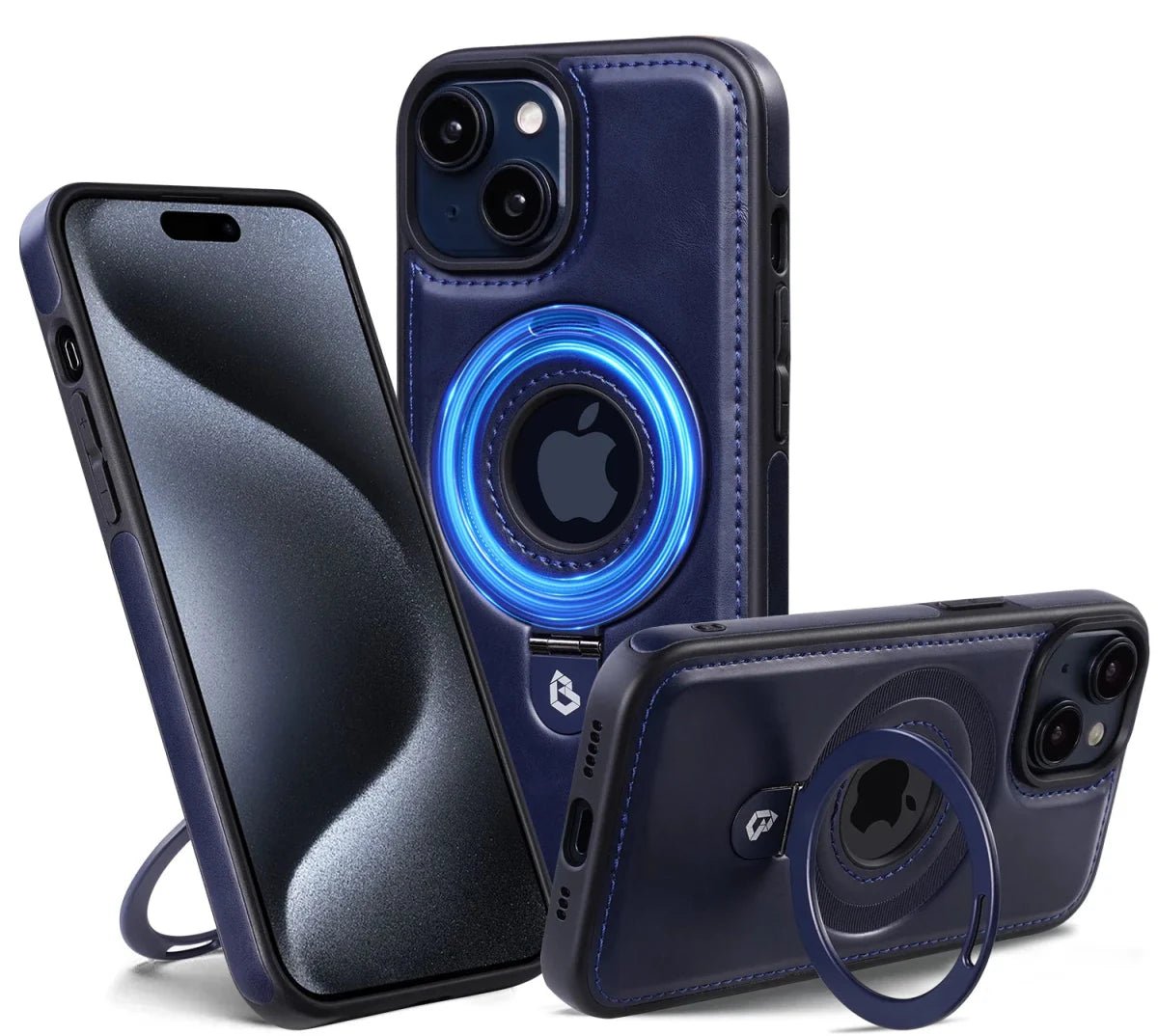 iPhone 16/ Pro/ Plus/ Pro Max - MagSafe Lederoptik Magnetische Schutz Hülle mit Ring - Top Hüllen