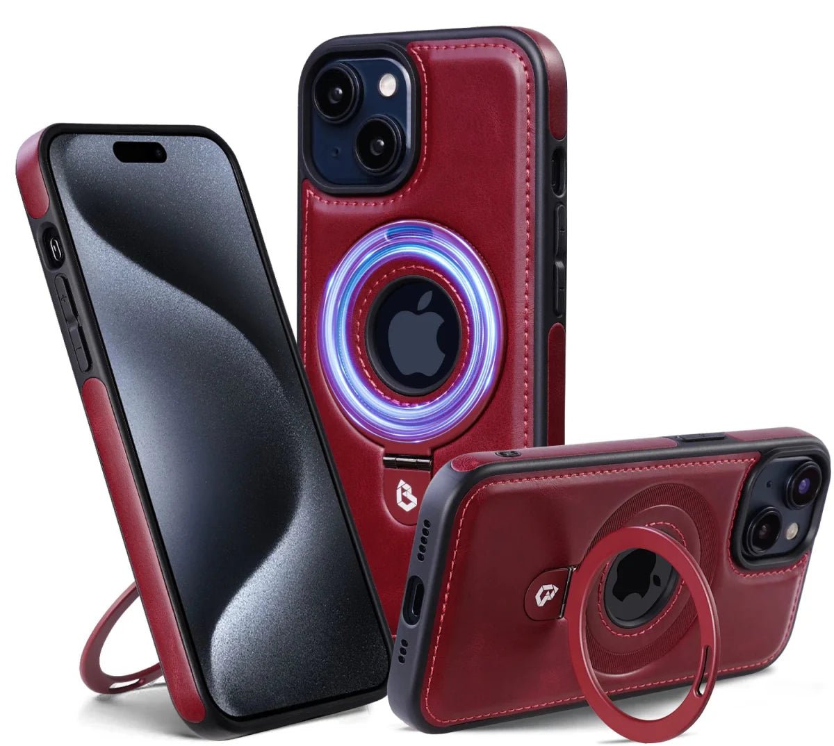 iPhone 16/ Pro/ Plus/ Pro Max - MagSafe Lederoptik Magnetische Schutz Hülle mit Ring - Top Hüllen