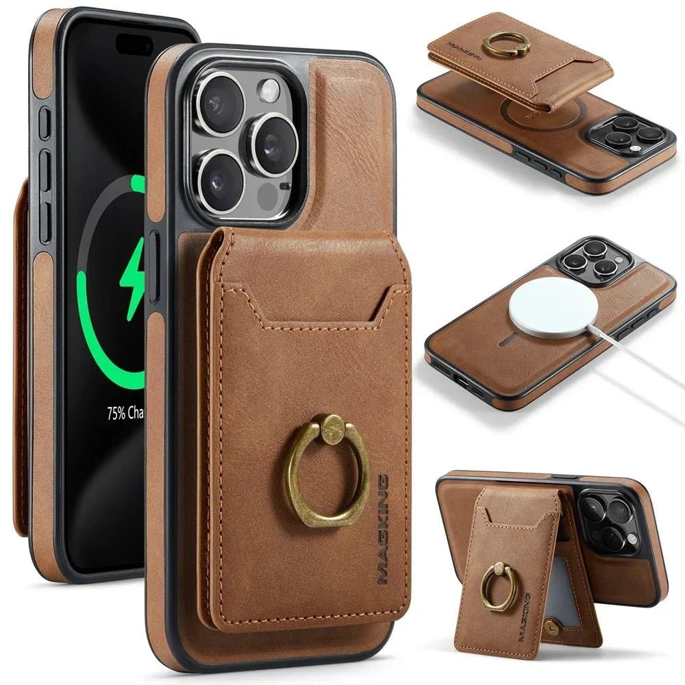 iPhone 16/ Pro/ Plus/ Pro Max - Moderne Schutz Hülle mit Kartenfach und Ring Halter - Top Hüllen