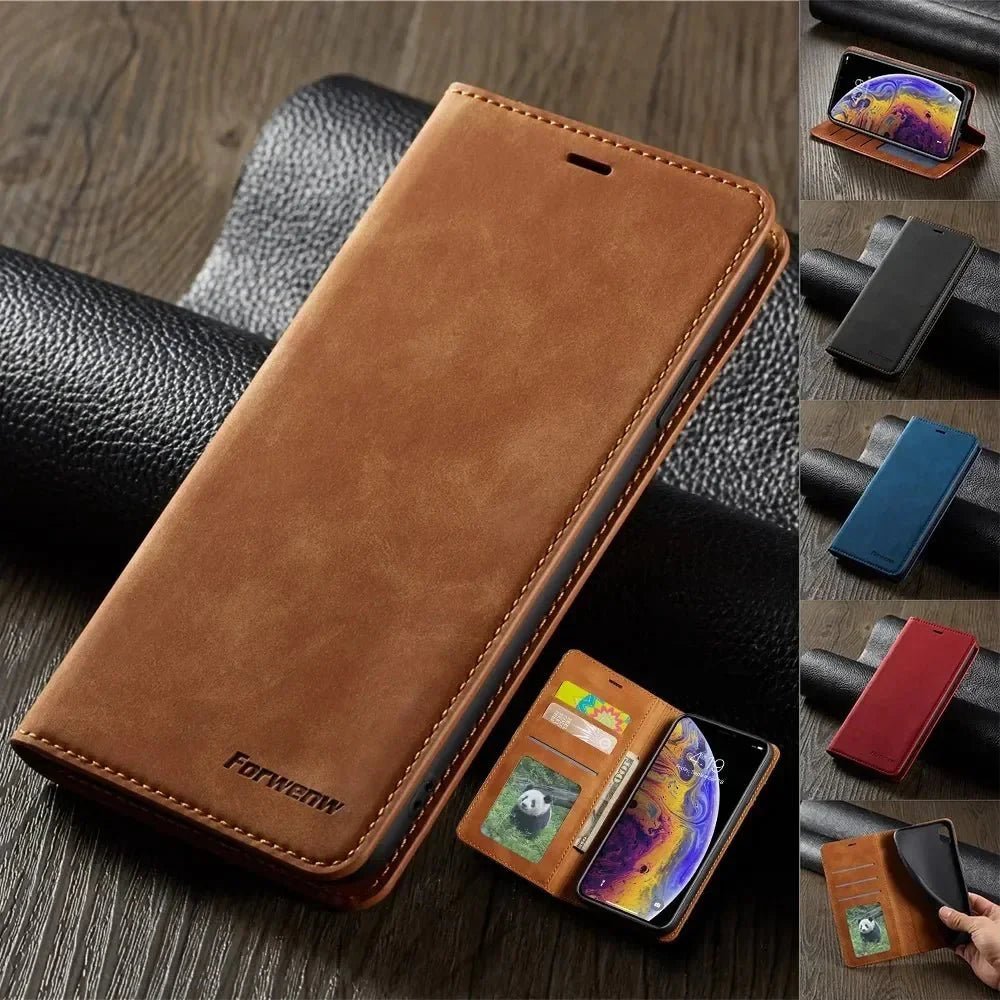 iPhone 16/ Pro/ Plus/ Pro Max - Schutz Klapp Hülle mit Abdeckung und Kartenfach - Top Hüllen