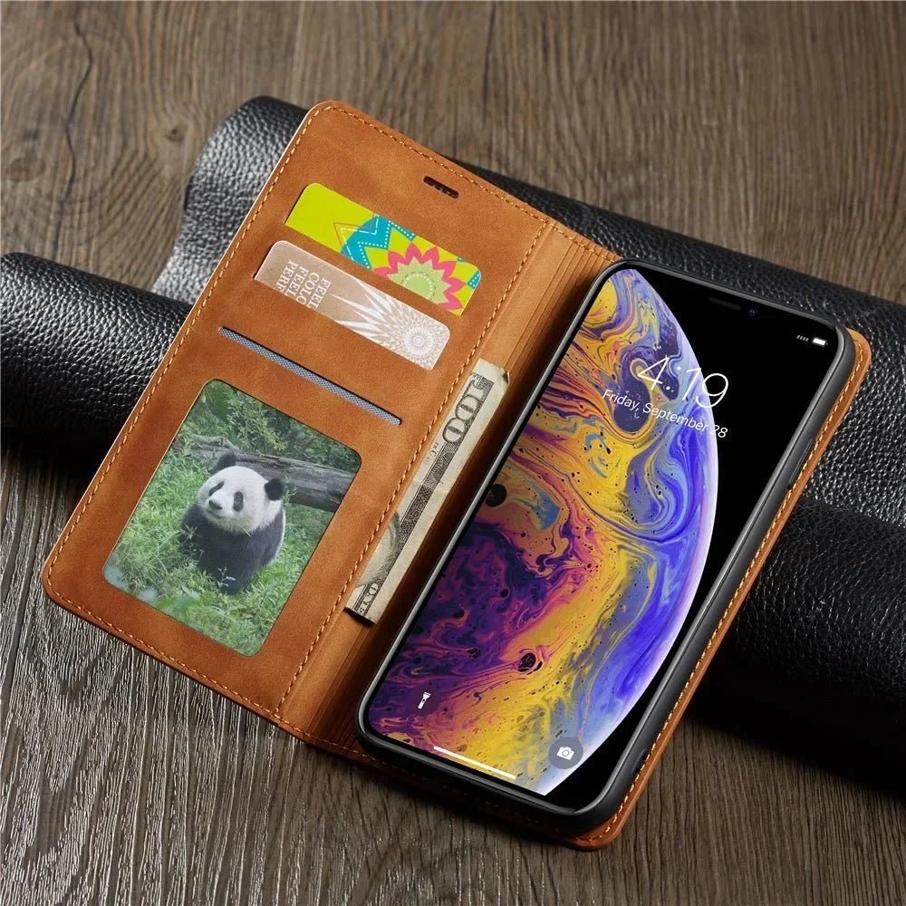 iPhone 16/ Pro/ Plus/ Pro Max - Schutz Klapp Hülle mit Display Schutz und Kartenfach - Top Hüllen