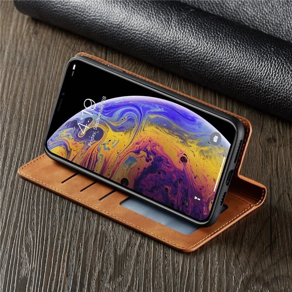 iPhone 16/ Pro/ Plus/ Pro Max - Schutz Klapp Hülle mit Display Schutz und Kartenfach - Top Hüllen
