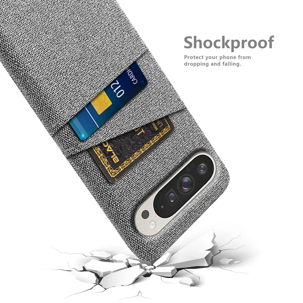 Google Pixel 9/ 9 Pro/ 9 Pro XL - Moderne Stoff Textur Schutz Hülle, Kartenfach - Top Hüllen