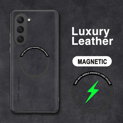 Galaxy S25 / S25 Plus/ S25 Ultra - MagSafe Lederoptik Schutz Hülle, Kabellose Ladung - Top Hüllen