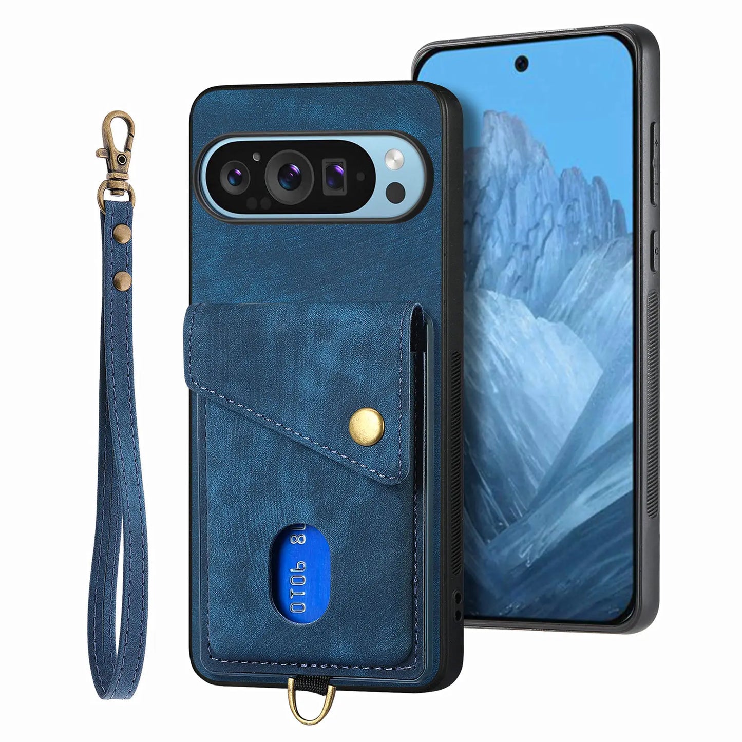 Google Pixel 9/ 9 Pro/ 9 Pro XL - Schutz Hülle Kartenfach und Armband - Top Hüllen
