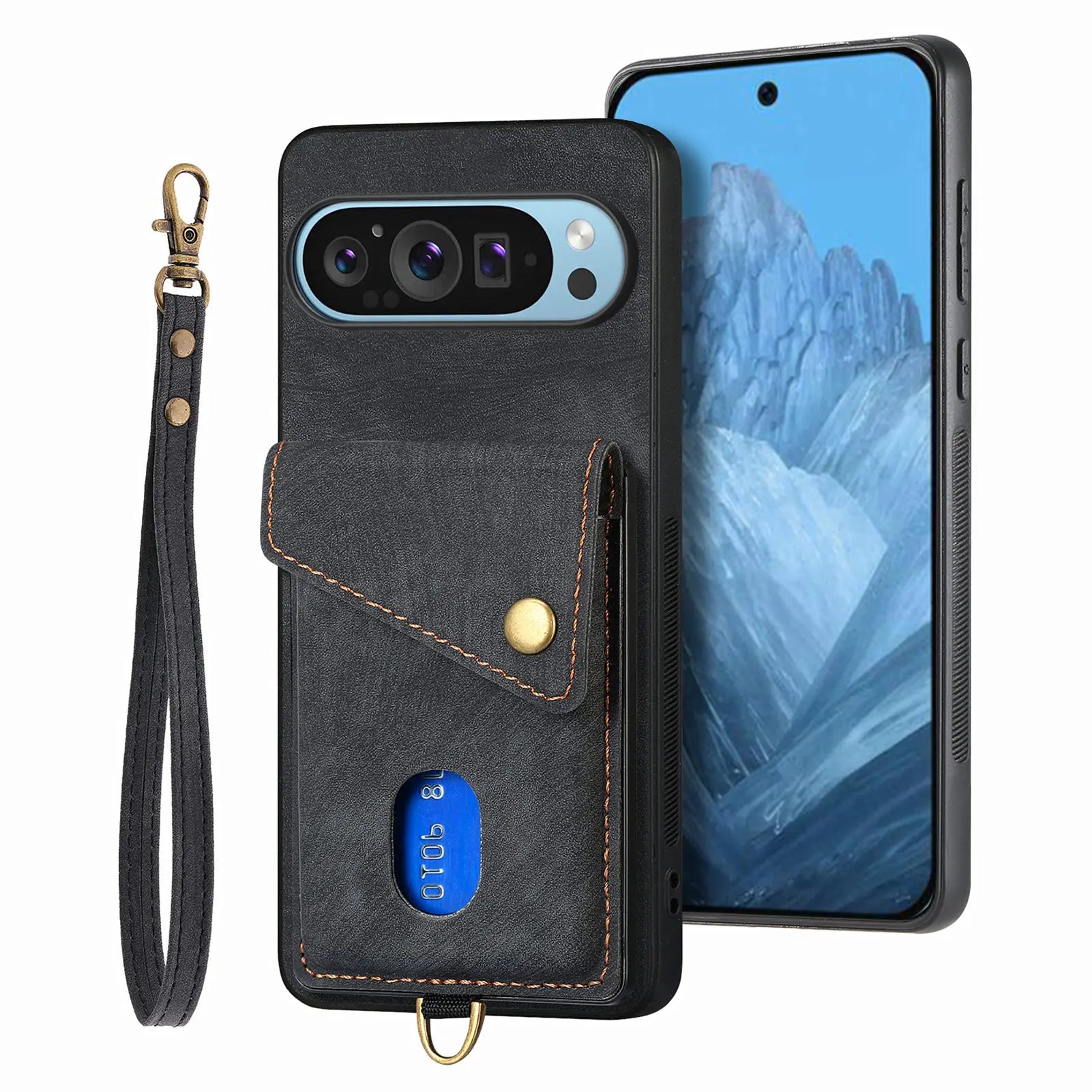 Google Pixel 9/ 9 Pro/ 9 Pro XL - Schutz Hülle Kartenfach und Armband - Top Hüllen