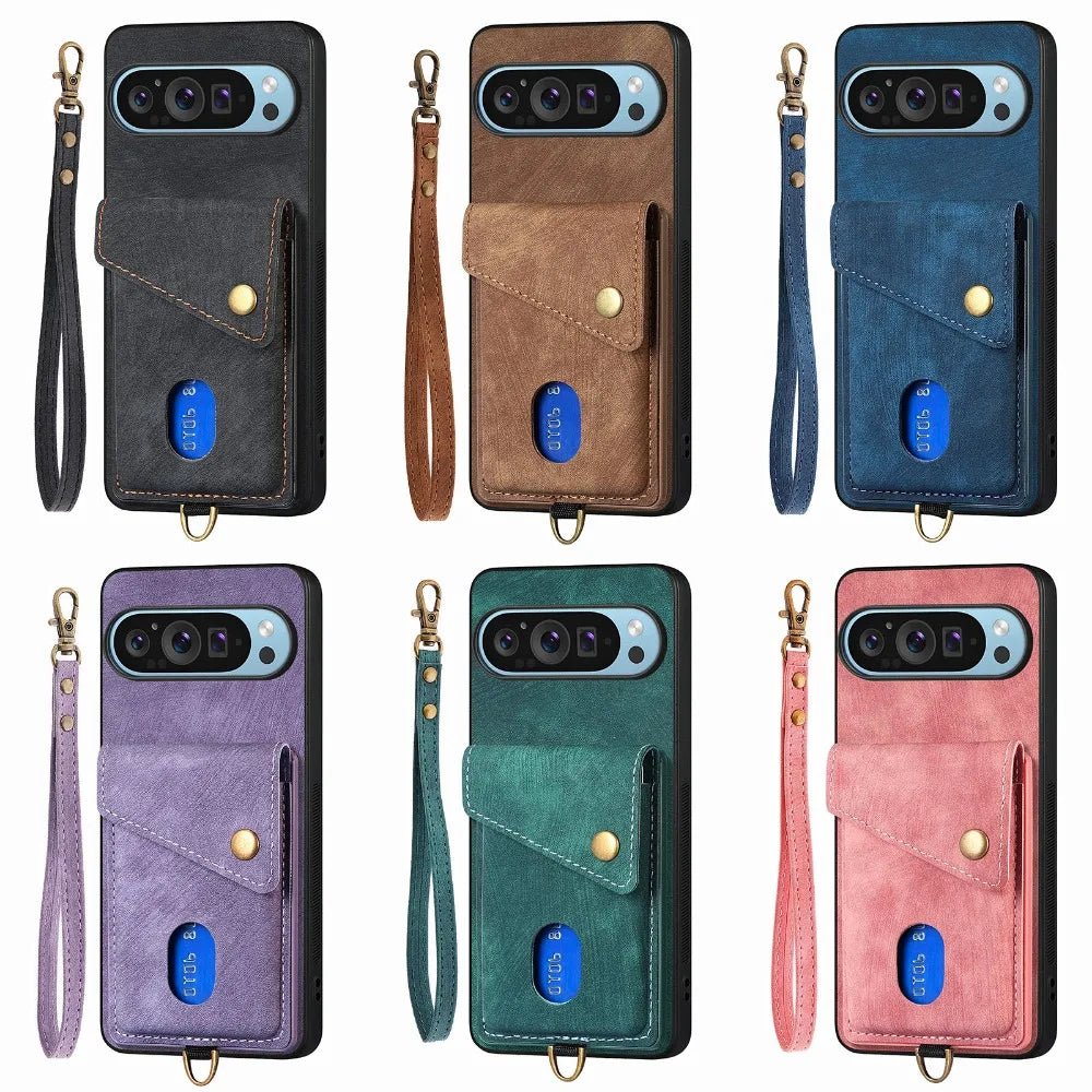 Google Pixel 9/ 9 Pro/ 9 Pro XL - Schutz Hülle Kartenfach und Armband - Top Hüllen