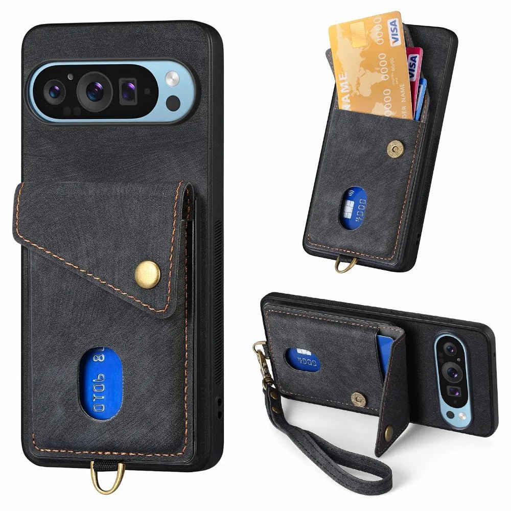 Google Pixel 9/ 9 Pro/ 9 Pro XL - Schutz Hülle Kartenfach und Armband - Top Hüllen