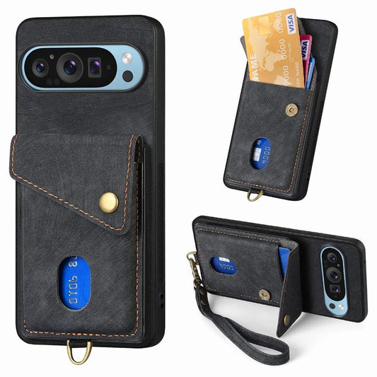 Google Pixel 9/ 9 Pro/ 9 Pro XL - Schutz Hülle Kartenfach und Armband - Top Hüllen