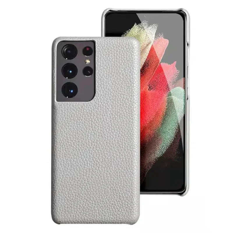 Galaxy S22/ S22 Plus/ S22 Ultra - Elegante Lederoptik Schutz Hülle Stoßfest - Top Hüllen