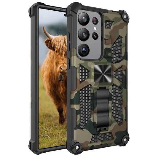 Galaxy S22/ S22 Plus/ S22 Ultra - Militärische Tarnung, Stoßfeste Schutzhülle mit Ständer - Top Hüllen