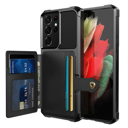 Galaxy S22/ S22 Plus/ S22 Ultra - Schutz Hülle mit Magnetischer PU Lederoptik Brieftasche und Kartenfach - Top Hüllen