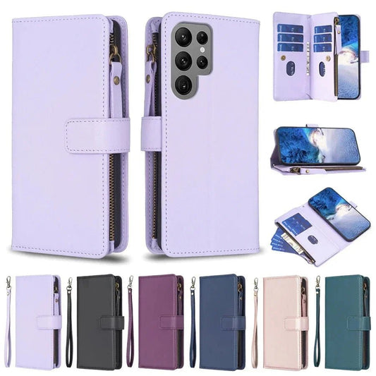 Galaxy S23/ S23 FE/ S23 Plus/ S23 Ultra - Schutz Hülle mit Kartenfach/ Portemonnaie Display Schutz - Top Hüllen