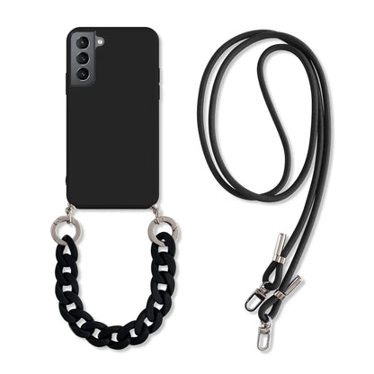 Galaxy S23/ S23 Plus/ S23 Ultra - Crossbody Hülle Lanyard Marmor Kette - Top Hüllen