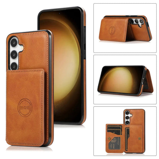 Galaxy S23/ S23 Plus/ S23 Ultra - Lederoptik Schutz Hülle mit Kartenfach, Magnetisches Portemonnaie - Top Hüllen