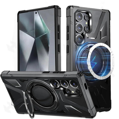 Galaxy S23/ S23 Plus/ S23 Ultra - Robuste MagSafe Schutz Bumper Hülle mit Ständer, Militär Stoßfest - Top Hüllen
