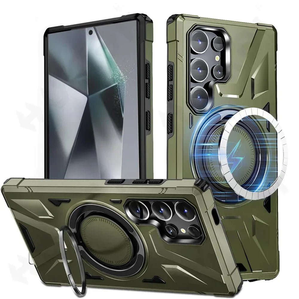 Galaxy S23/ S23 Plus/ S23 Ultra - Robuste MagSafe Schutz Bumper Hülle mit Ständer, Militär Stoßfest - Top Hüllen