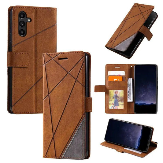 Galaxy S23/ S23 Plus/ S23 Ultra - TPU Lederoptik Brieftasche Flip Schutz Hülle mit Kartenfach, Stoßfest - Top Hüllen
