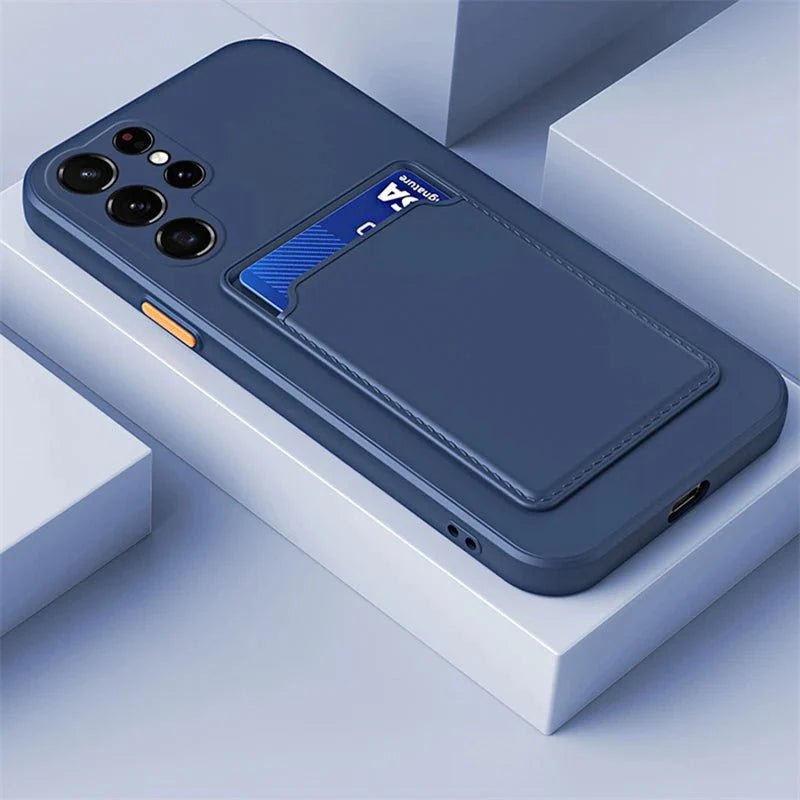 Galaxy S23/ S23 Ultra - Schutz Hülle Mit Kartenfach Stoßfeste Weiche Silikon Rückseite - Top Hüllen