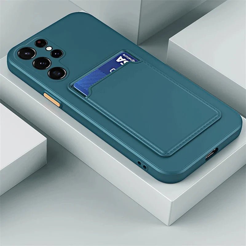 Galaxy S23/ S23 Ultra - Schutz Hülle Mit Kartenfach Stoßfeste Weiche Silikon Rückseite - Top Hüllen