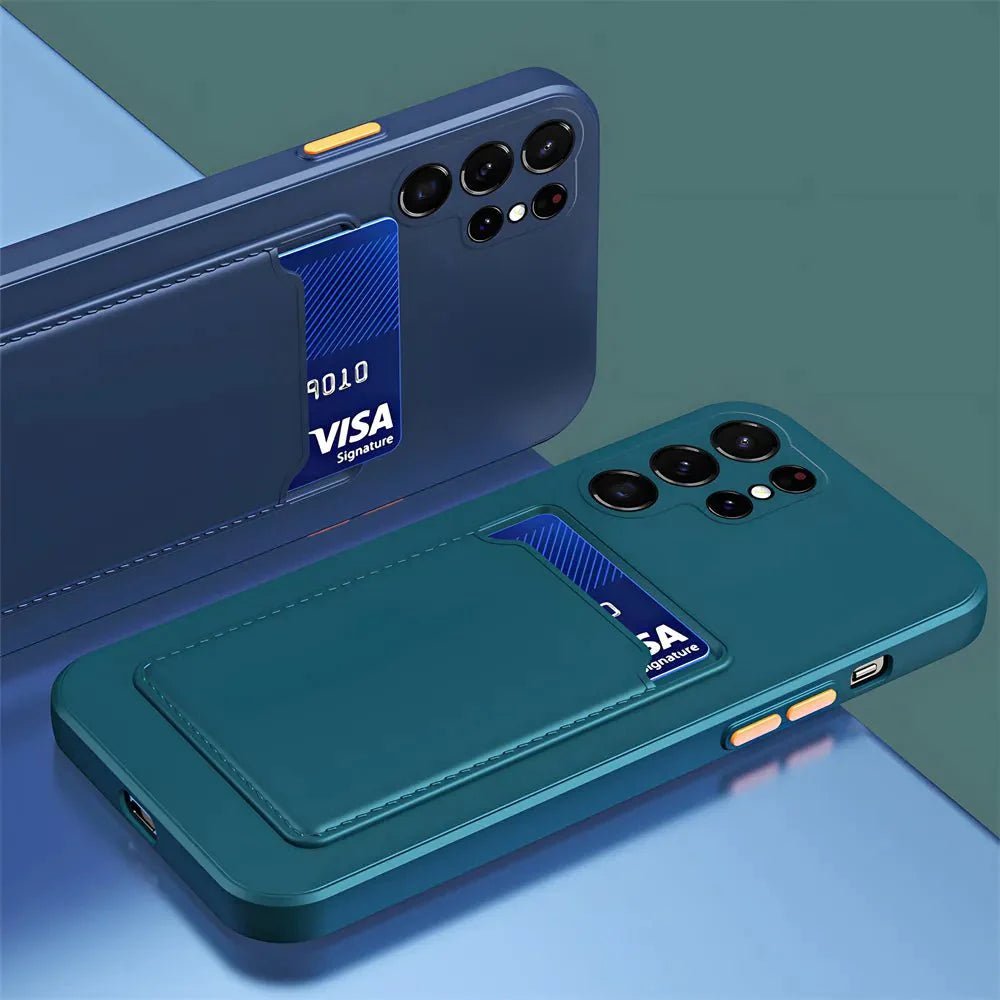 Galaxy S23/ S23 Ultra - Schutz Hülle Mit Kartenfach Stoßfeste Weiche Silikon Rückseite - Top Hüllen
