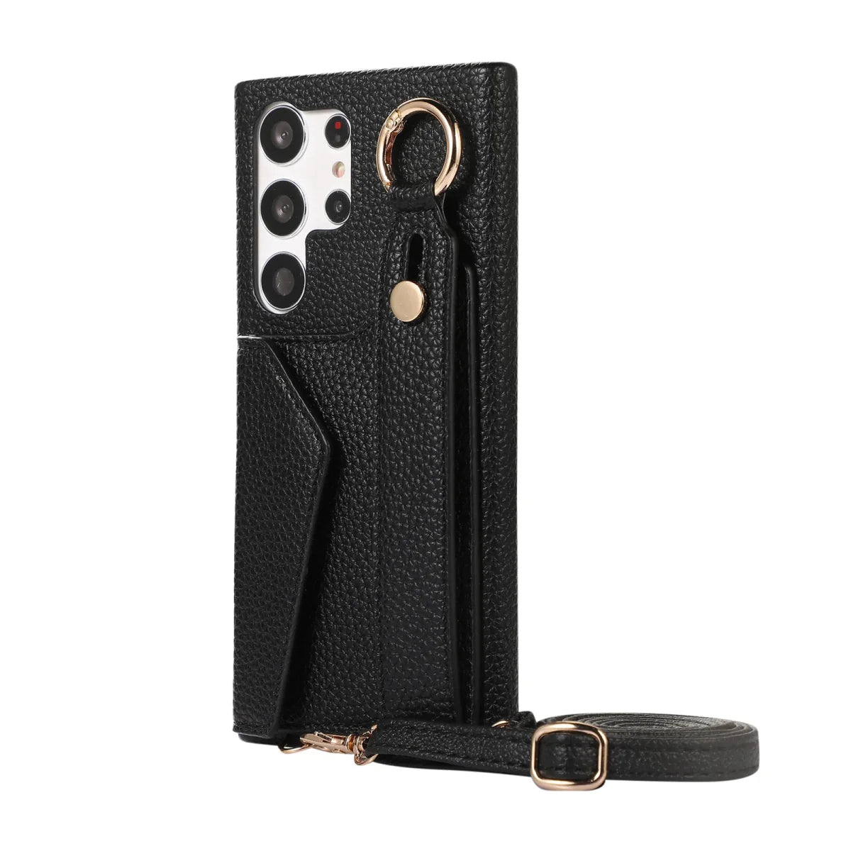 Galaxy S24/ S24 Plus/ S24 Ultra - Elegante Lederoptik Crossbody Schutz Hülle Lanyard Band Kette - Top Hüllen