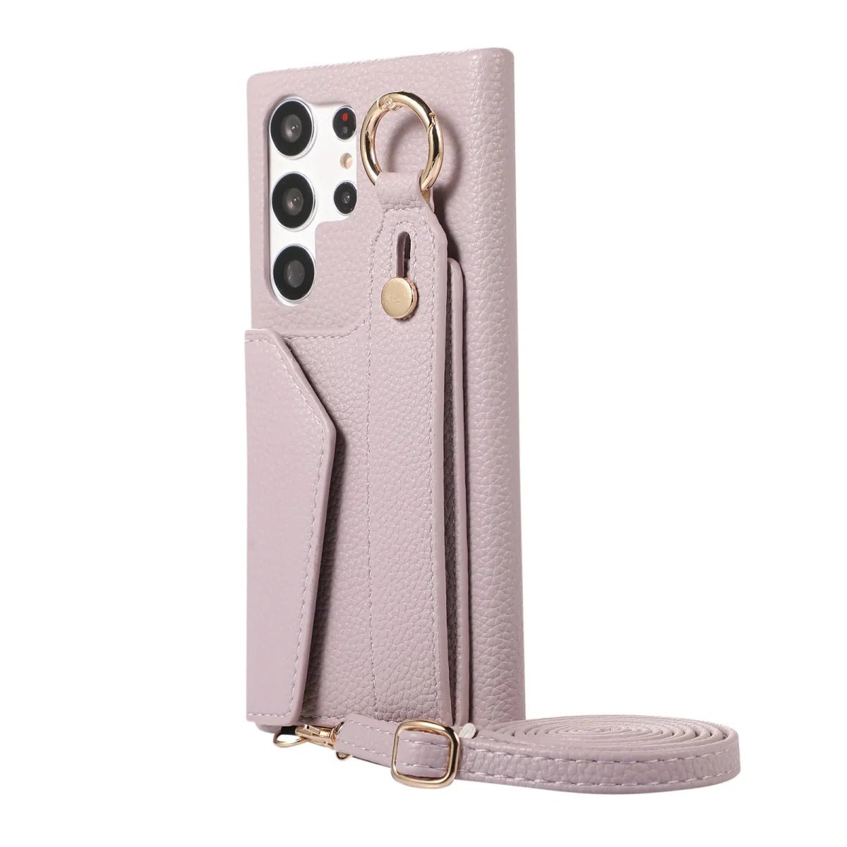 Galaxy S24/ S24 Plus/ S24 Ultra - Elegante Lederoptik Crossbody Schutz Hülle Lanyard Band Kette - Top Hüllen
