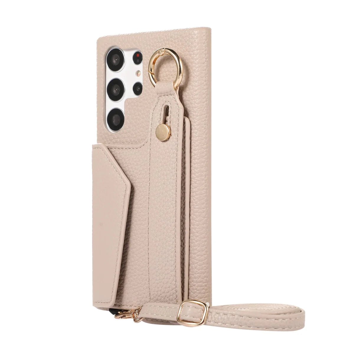 Galaxy S24/ S24 Plus/ S24 Ultra - Elegante Lederoptik Crossbody Schutz Hülle Lanyard Band Kette - Top Hüllen