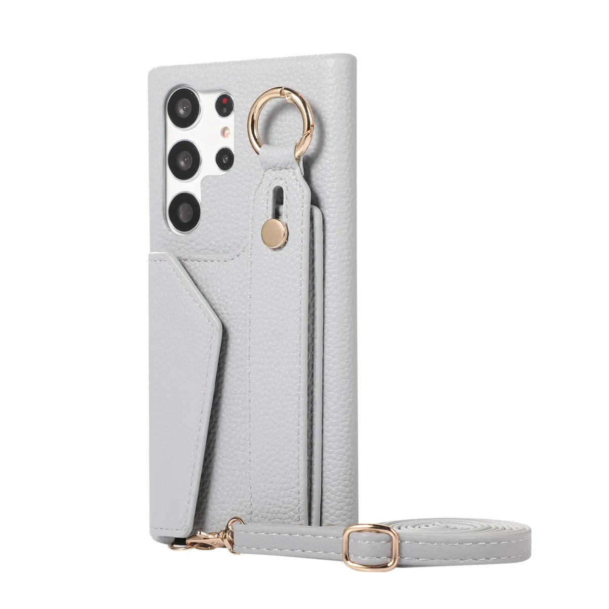 Galaxy S24/ S24 Plus/ S24 Ultra - Elegante Lederoptik Crossbody Schutz Hülle Lanyard Band Kette - Top Hüllen