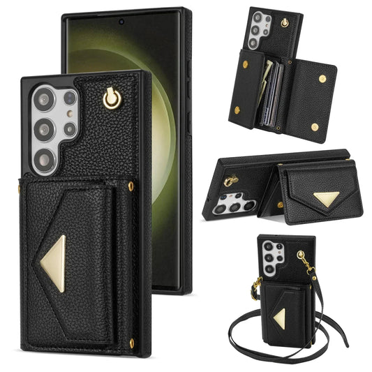 Galaxy S24/ S24 Plus/ S24 Ultra - Elegante Lederoptik Crossbody Schutz Hülle mit Band - Top Hüllen