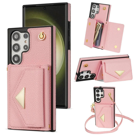 Galaxy S24/ S24 Plus/ S24 Ultra - Elegante Lederoptik Crossbody Schutz Hülle mit Band - Top Hüllen