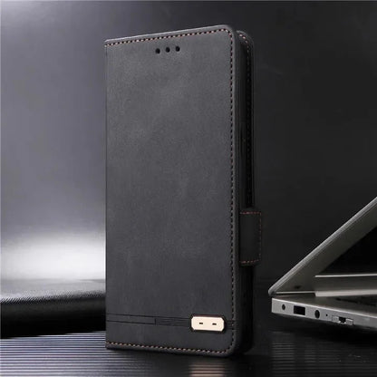 Galaxy S24/ S24 Plus/ S24 Ultra - Lederoptik Schutz Hülle mit Abdeckung + Displayschutz/ Brieftasche/ Kartenfach Magnetisch - Top Hüllen