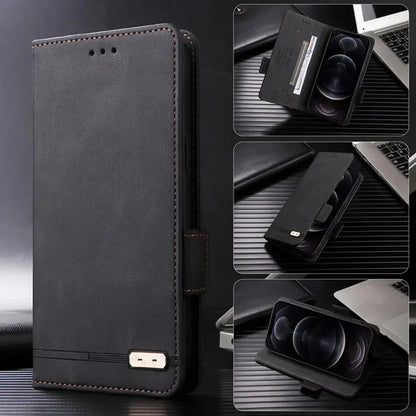 Galaxy S24/ S24 Plus/ S24 Ultra - Lederoptik Schutz Hülle mit Abdeckung + Displayschutz/ Brieftasche/ Kartenfach Magnetisch - Top Hüllen