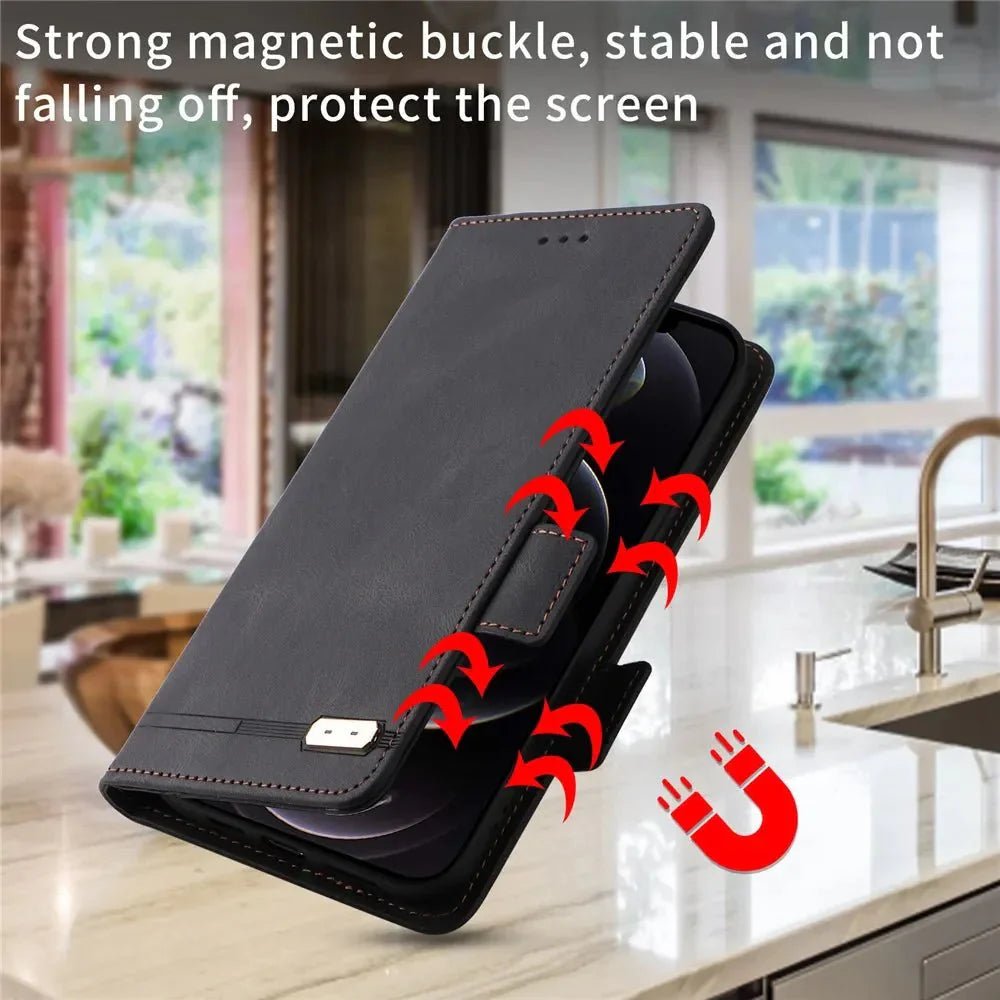 Galaxy S24/ S24 Plus/ S24 Ultra - Lederoptik Schutz Hülle mit Abdeckung + Displayschutz/ Brieftasche/ Kartenfach Magnetisch - Top Hüllen