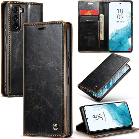 Galaxy S24/ S24 Plus/ S24 Ultra - Lederoptik Schutz Hülle mit Kartenfach - Top Hüllen