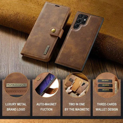 Galaxy S24/ S24 Plus/ S24 Ultra - Lederoptik Schutz Hülle mit Magnetischer Brieftasche - Top Hüllen