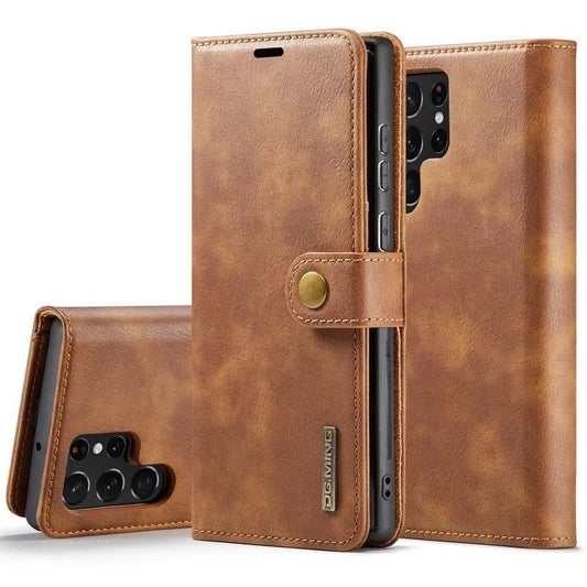 Galaxy S24/ S24 Plus/ S24 Ultra - Lederoptik Schutz Hülle mit Magnetischer Brieftasche - Top Hüllen