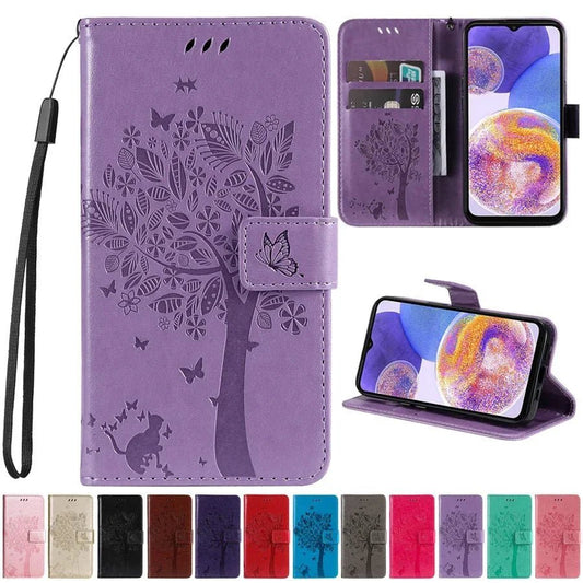 Galaxy S24/ S24 Plus/ S24 Ultra - Lederoptik Schutz Hülle mit Muster und Kartenfach/ Brieftasche - Top Hüllen
