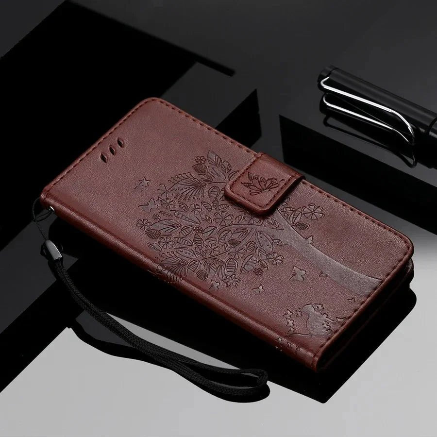 Galaxy S24/ S24 Plus/ S24 Ultra - Lederoptik Schutz Hülle mit Muster und Kartenfach/ Brieftasche - Top Hüllen