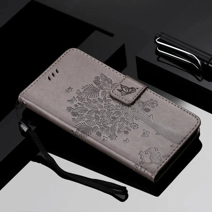 Galaxy S24/ S24 Plus/ S24 Ultra - Lederoptik Schutz Hülle mit Muster und Kartenfach/ Brieftasche - Top Hüllen
