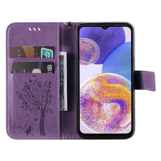 Galaxy S24/ S24 Plus/ S24 Ultra - Lederoptik Schutz Hülle mit Muster und Kartenfach/ Brieftasche - Top Hüllen