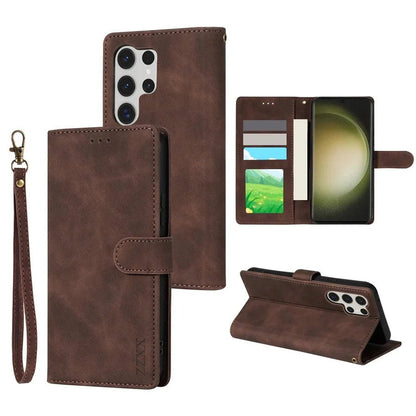 Galaxy S24/ S24 Plus/ S24 Ultra - Lederoptik Hülle Brieftasche Flip mit Kartenfach - Top Hüllen