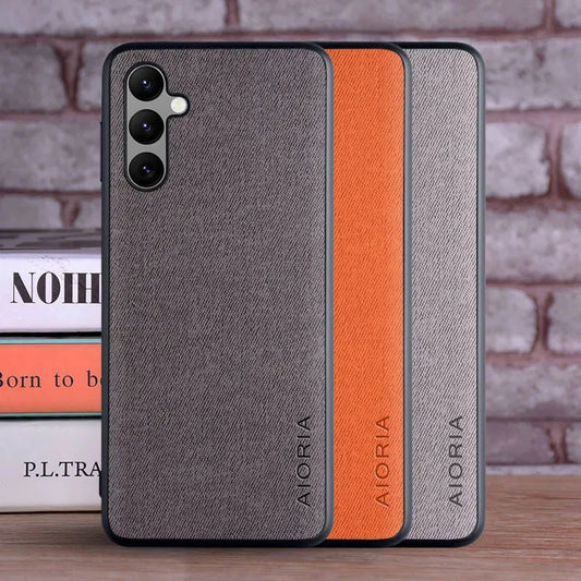 Galaxy S24/ S24 Plus/ S24 Ultra - Luxus Hülle mit Textil Schutz Bezug - Top Hüllen