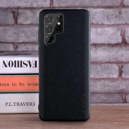 Galaxy S24/ S24 Plus/ S24 Ultra - Luxus Hülle mit Textil Schutz Bezug - Top Hüllen